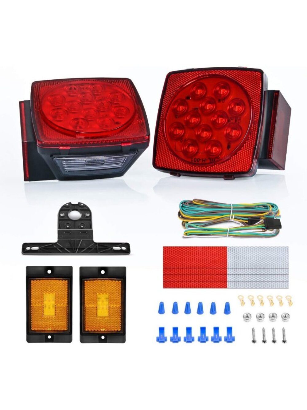 Submersible LED Trailer Light Kit - IP68 Waterproof, 2PCS Square Lights